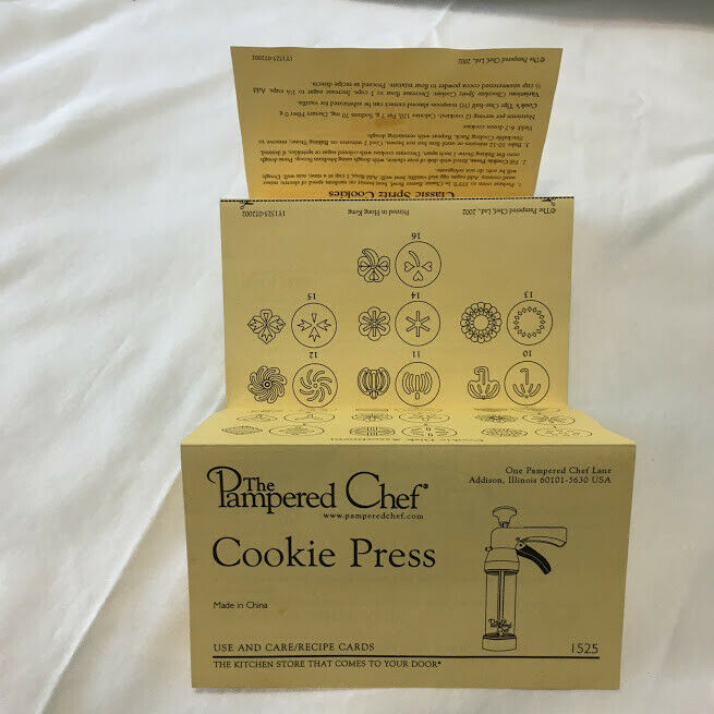 The Pampered Chef Cookie Press Use & Care Spritz Recipe Cards 1525 Booklet